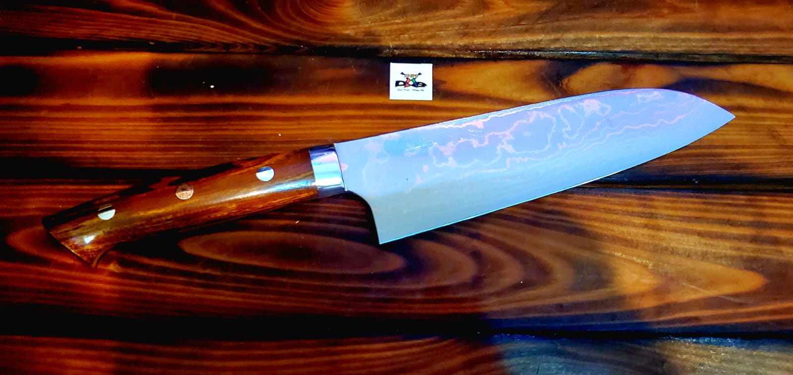 Takeshi Saji Santoku 1800 Aogami 2 Ranbow Damascus